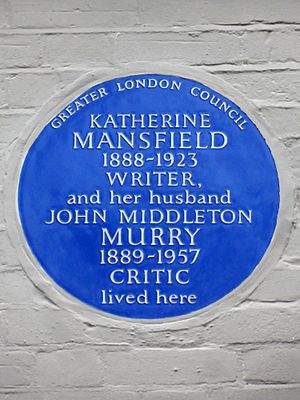 Katherine Mansfield 1888-1923 Writer and her husband John Middleton Murry 1889-1957 Critic lived here
