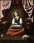 La Virgen niña en éxtasis, por Francisco de Zurbarán