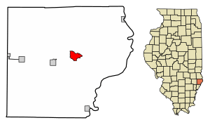 Location of Lawrenceville in Lawrence County, Illinois.