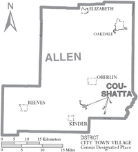 Map of Allen Parish Louisiana With Municipal Labels