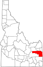 Map of Idaho highlighting Bonneville County