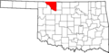 Map of Oklahoma highlighting Woods County