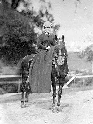Marian Hooper Adams on horseback at Beverly Farms, 1869
