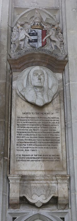 Memorial to Roundell Palmer in Winchester Cathedral