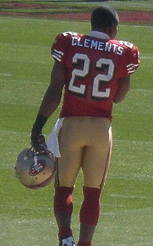 Nate Clements on field pregame at Eagles at 49ers 10-12-08 1