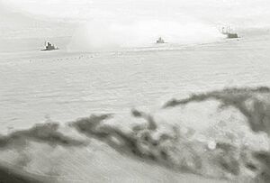 New Ironsides and monitor class ironclads engaging Fort Moultrie