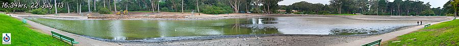 Pano - Spreckels Lake Drained Reconstruction 22 July '13 Golden Gate Park, Sanf Francisco, CA