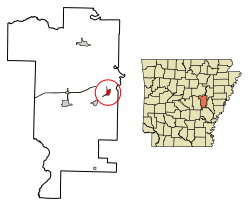 Location of Fredonia (Biscoe) in Prairie County, Arkansas.