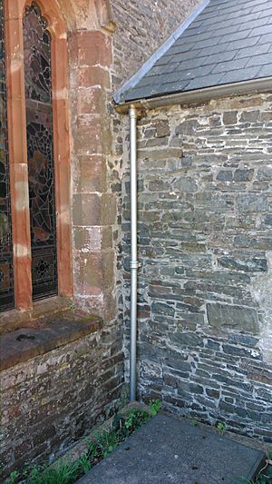 Priest's vestry, angle of wall to chancel, Llanbadarn Fawr