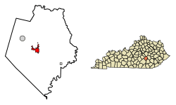 Location of Mount Vernon in Rockcastle County, Kentucky.