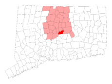 Rocky Hill's location within Hartford County and Connecticut