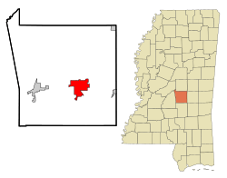 Location of Forest, Mississippi