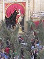 The statue of St. George issuing from the Basilica on the third Sunday of July