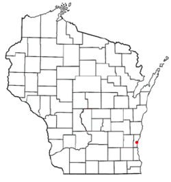 Location of Town of Grafton in Ozaukee County, Wisconsin.