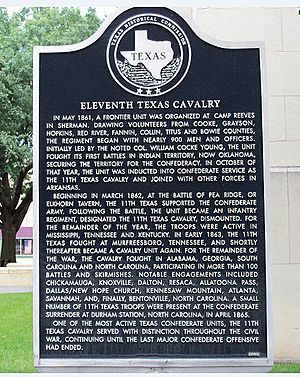 11th Texas Cavalry Historical Marker in Sherman, Texas