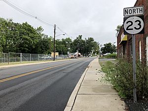 2018-07-26 08 23 02 View north along New Jersey State Route 23 (Mill Street) just north of Sussex County Route 639 (Loomis Avenue) in Sussex, Sussex County, New Jersey