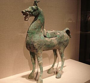 Bronze horse with lead saddle, Han Dynasty