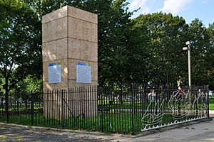 Christopher Columbus Monument boxed in Marconi Plaza Philadelphia PA (June 2020) (DSC 4035)