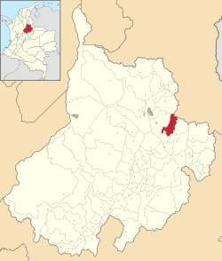 Location of the municipality and town of Santa Bárbara in the Santander Department of Colombia.