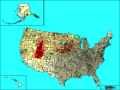 Distribution of Danish Americans according to 2000