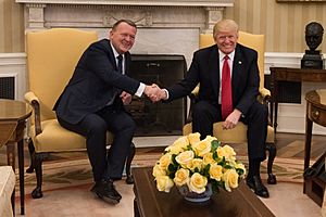 Donald Trump and Lars Løkke Rasmussen in the Oval Office, March 30, 2017