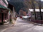 Downieville, California, at Main and Commercial St., looking south.jpg