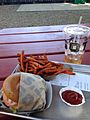 Hamburger with sweet potato fries at Gott's Roadside in St. Helena