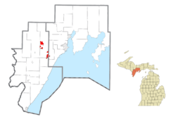 Locations within Menominee County (left) and Delta County (right)