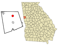 Location in Heard County and the state of Georgia