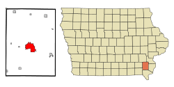 Location of Mount Pleasant, Iowa