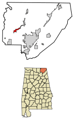 Location of Pleasant Groves in Jackson County, Alabama.