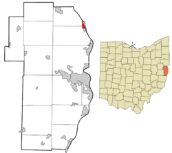 Location of Stratton in Jefferson County and in the state of Ohio