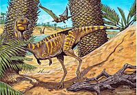 Life reconstruction of Berthasaura leopoldinae gen. et sp. nov. in the paleoenvironment represented by the “Cemitério dos Pterossauros” Quarry.jpg