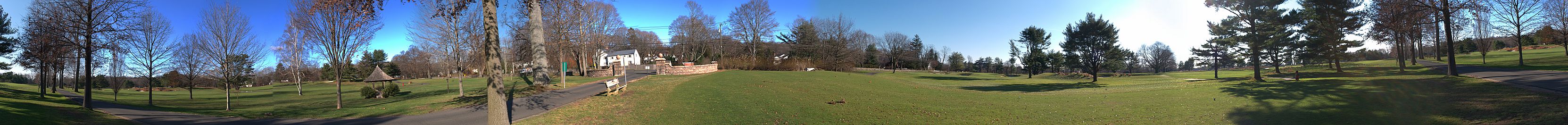 A panoramic view looking over Longshore Club Park, Westport, CT.