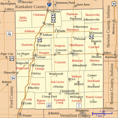 Map of Iroquois County, Illinois