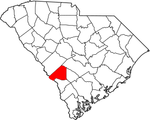 Map of South Carolina highlighting Barnwell County