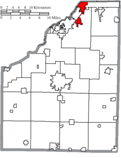 Location of Rossford in Wood County