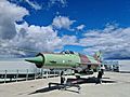 MiG-21 on display on top of Verkkokauppa in Helsinki