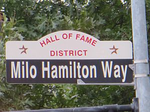 Milo Hamilton Way street sign