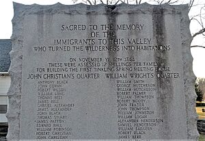 Monument to immigrants at Tinkling Spring Presbyterian Church, top