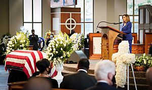 Nancy Pelosi speaking at the funeral of John Lewis 01