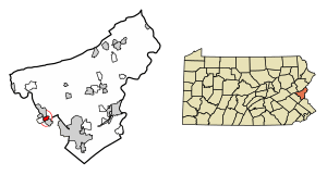 Location of North Catasauqua in Northampton County, Pennsylvania (left) and of Northampton County in Pennsylvania (right)