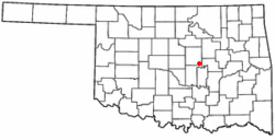 Location of Prague, Oklahoma