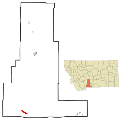Location of Gardiner within Park County, Montana