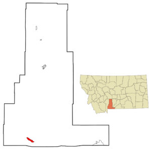 Location within Park County and Montana