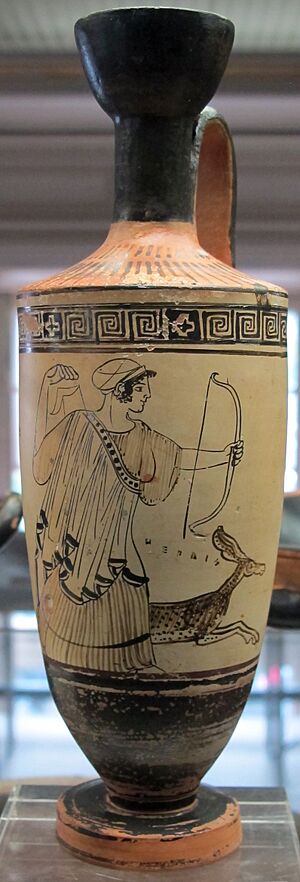 Pittore di karlsruhe, lekythos con artemide, attica 460-450 ac. ca