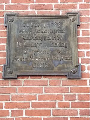 Plaquette at the birthplace of Rudolf von Jhering in Aurich (Germany)