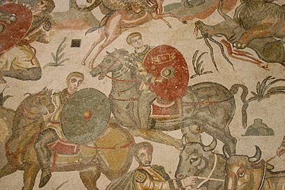 Roman cavalry - Big Game Hunt mosaic - Villa Romana del Casale - Italy 2015