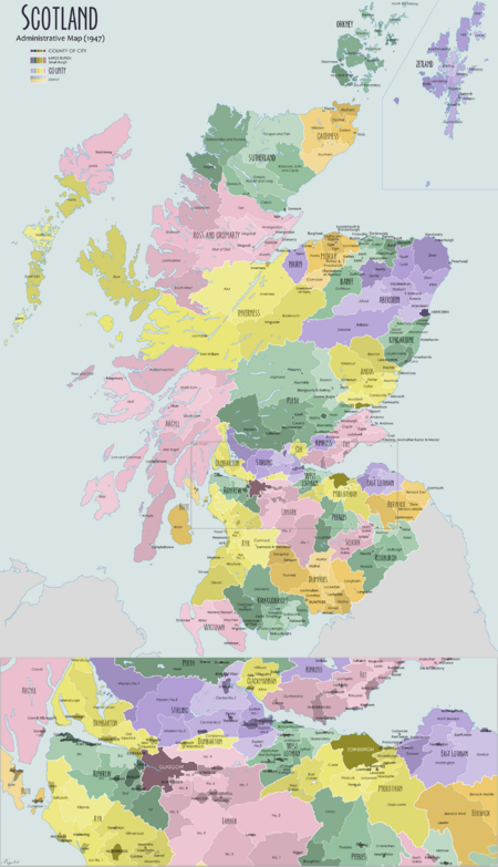 Administrative map of Scotland, 1947