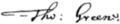 Signature of Thomas Greene (1610–1652)